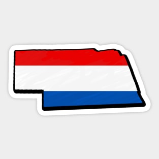 Red, White, and Blue Nebraska Outline Sticker